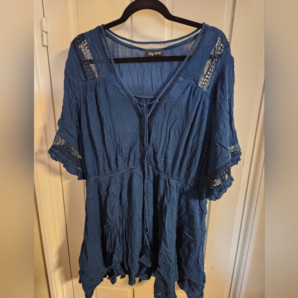 City Chic Blue Women's Summer Dress Size 22